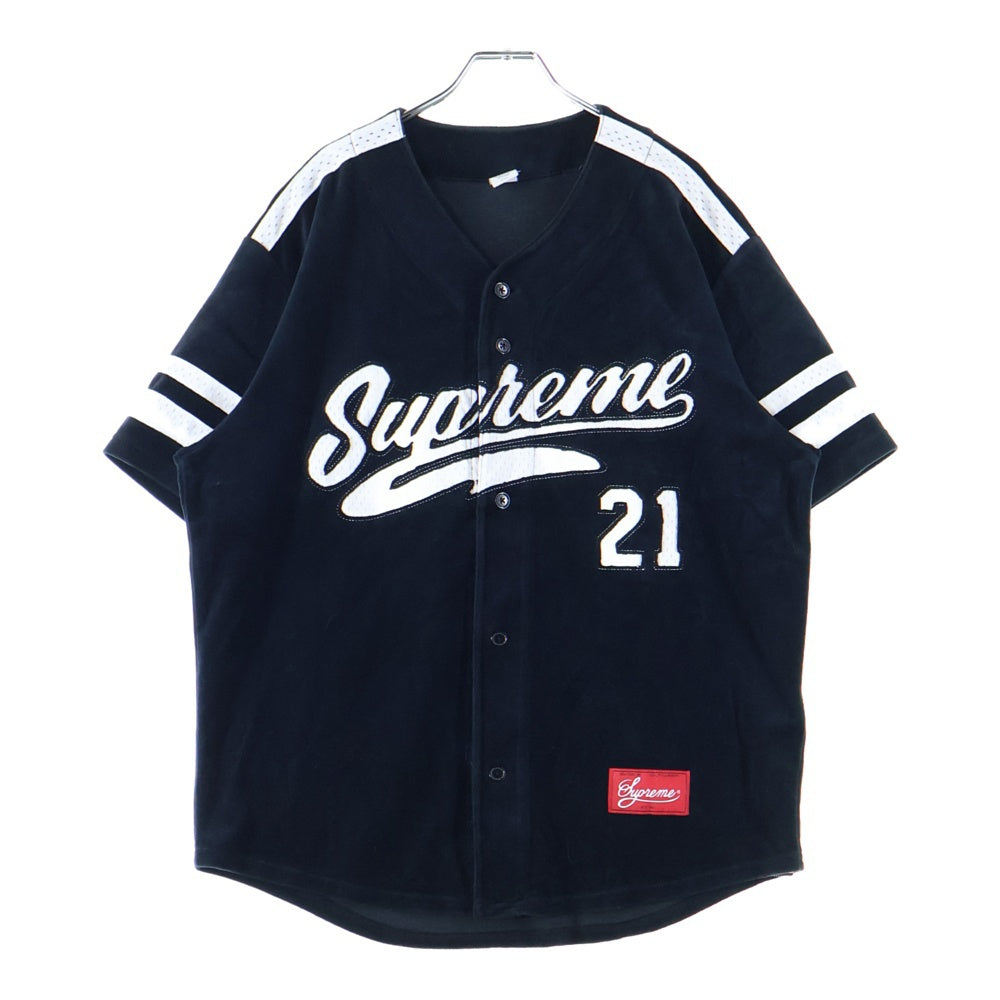 SUPREME(シュプリーム) 20AW Velour Baseball Jersey ベロア ベースボールジャージー 半袖シャツ ブラック