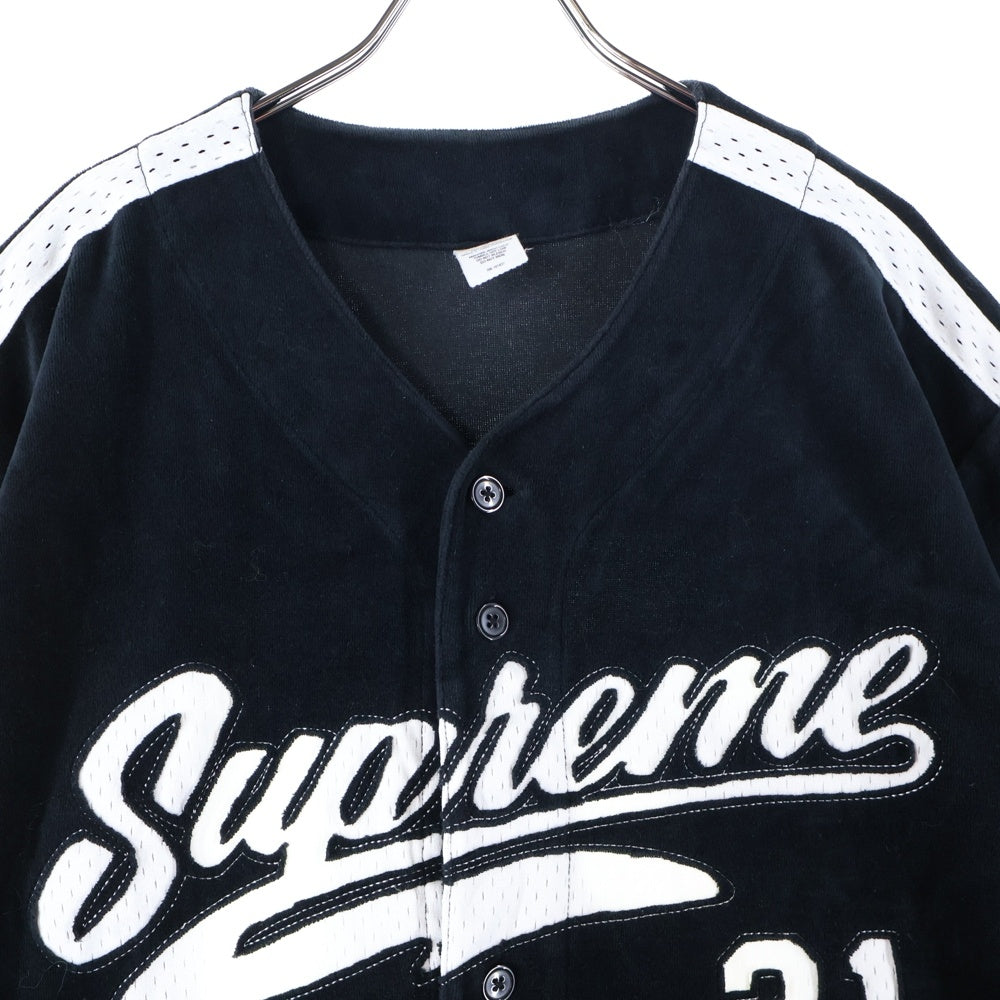 SUPREME(シュプリーム) 20AW Velour Baseball Jersey ベロア ベースボールジャージー 半袖シャツ ブラック