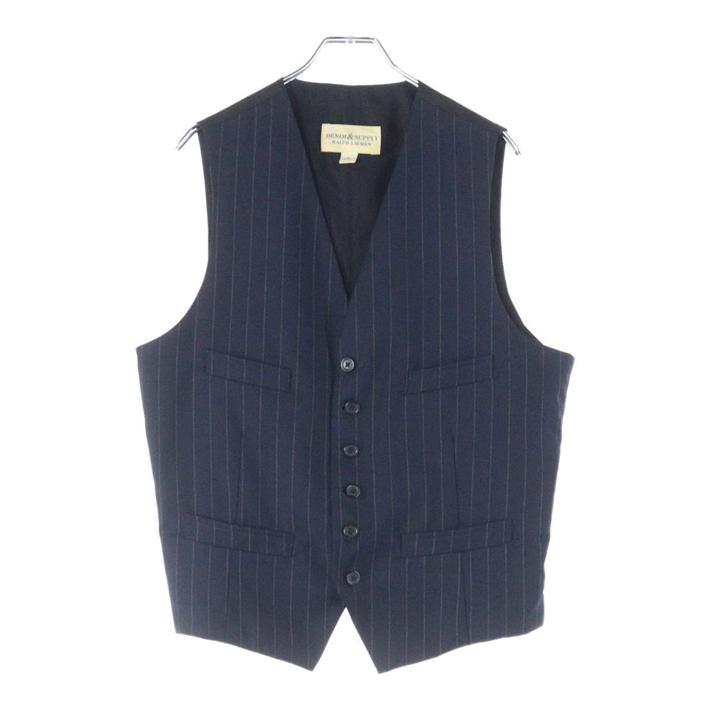 DENIM & SUPPLY RALPH LAUREN(デニム アンド サプライ ラルフローレン) ストライプ柄 ポリウール 6B ベスト ネイビー