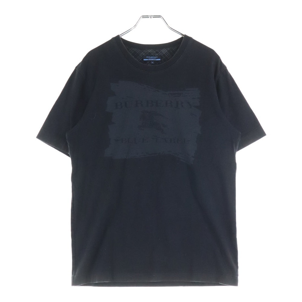 BURBERRY BLUE LABEL(バーバリーブルーレーベル) ロゴプリント クルーネック 半袖Tシャツ カットソー ブラック E3P50-205-09