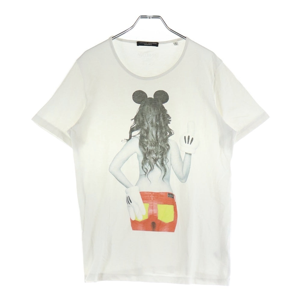 LOVELESS(ラブレス) NO COMMENT PARIS フランス製 フォトプリント コットン 半袖Tシャツ カットソー ホワイト