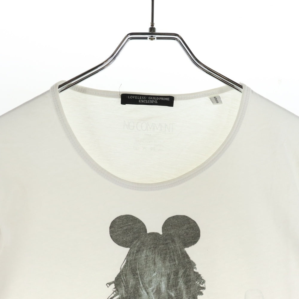 LOVELESS(ラブレス) NO COMMENT PARIS フランス製 フォトプリント コットン 半袖Tシャツ カットソー ホワイト