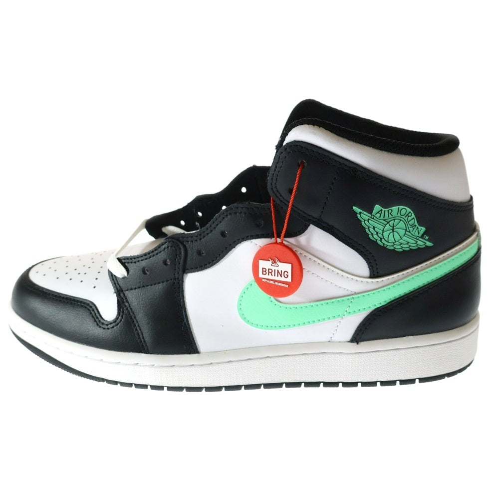 NIKE(ナイキ) JORDAN 1 MID GREEN GLOW エアジョーダン1 ミッド グリーン グロー ミッドカットスニーカー ブラック/グリーン/ホワイト US12/30cm DQ8426-103