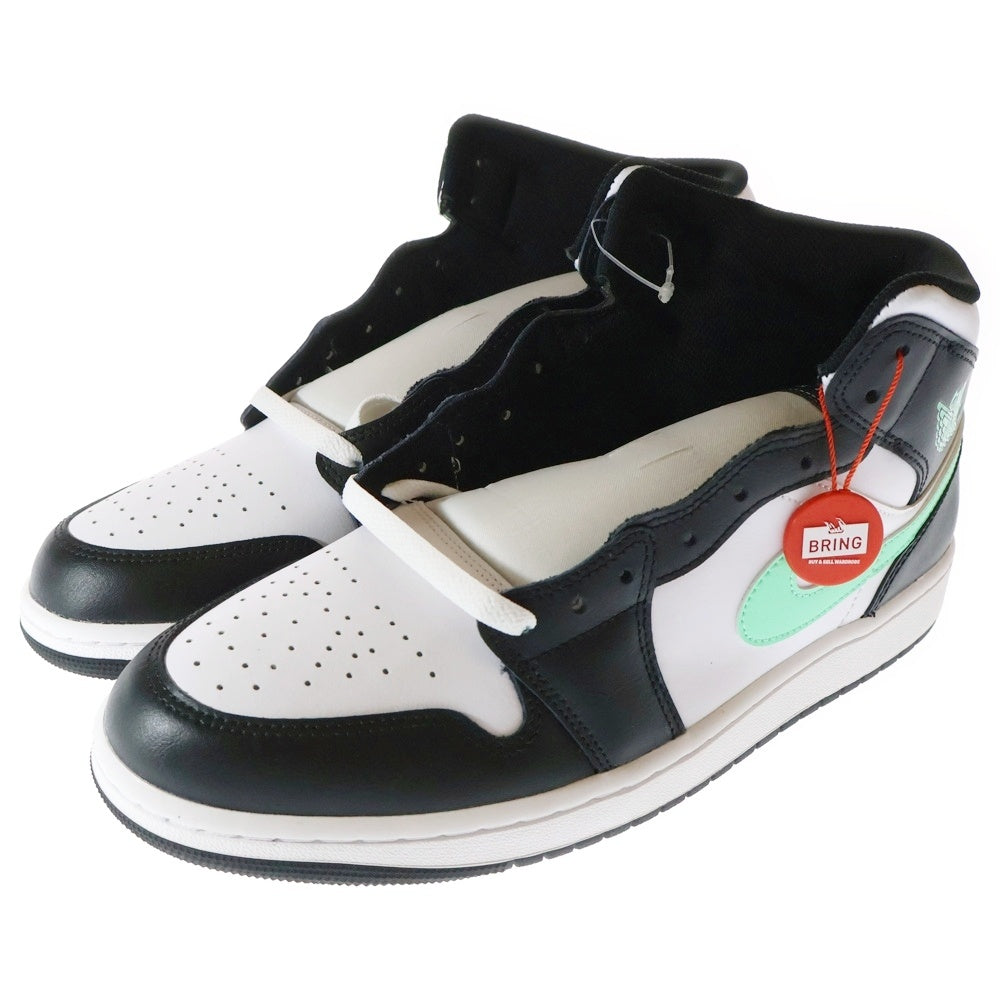 NIKE(ナイキ) JORDAN 1 MID GREEN GLOW エアジョーダン1 ミッド グリーン グロー ミッドカットスニーカー ブラック/グリーン/ホワイト US12/30cm DQ8426-103