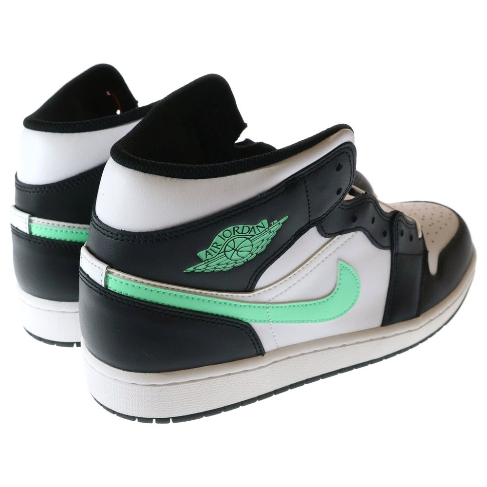 NIKE(ナイキ) JORDAN 1 MID GREEN GLOW エアジョーダン1 ミッド グリーン グロー ミッドカットスニーカー ブラック/グリーン/ホワイト US12/30cm DQ8426-103