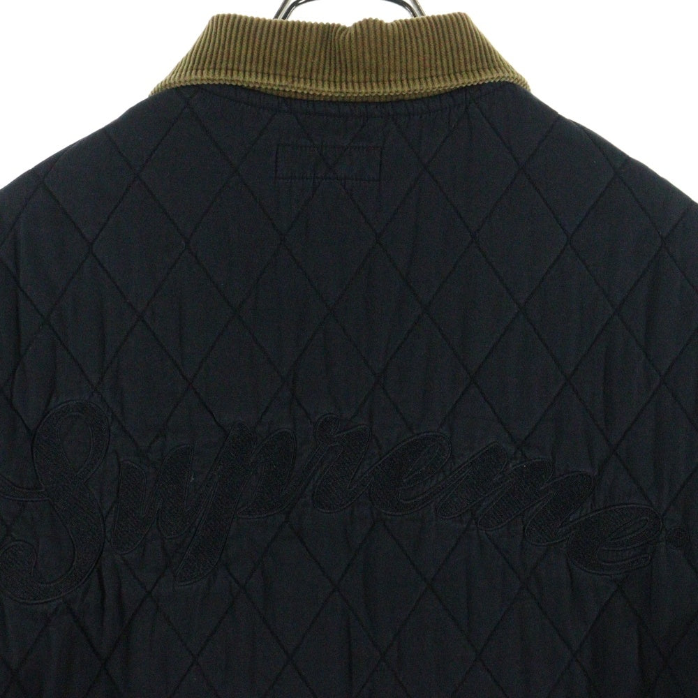 SUPREME(シュプリーム) 19AW Quilted Paisley Jacket キルティング バックロゴ刺繍 襟コーデュロイ コットンジャケット ブラック