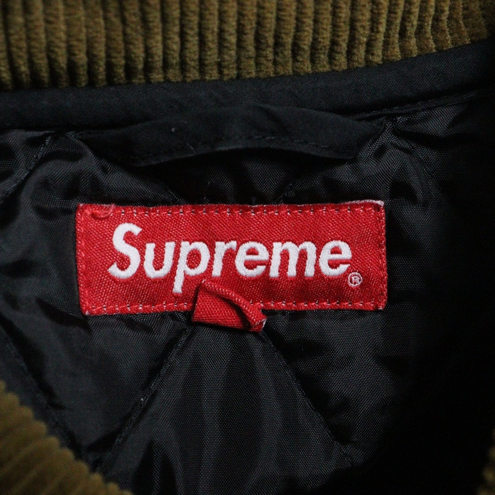 SUPREME(シュプリーム) 19AW Quilted Paisley Jacket キルティング バックロゴ刺繍 襟コーデュロイ コットンジャケット ブラック
