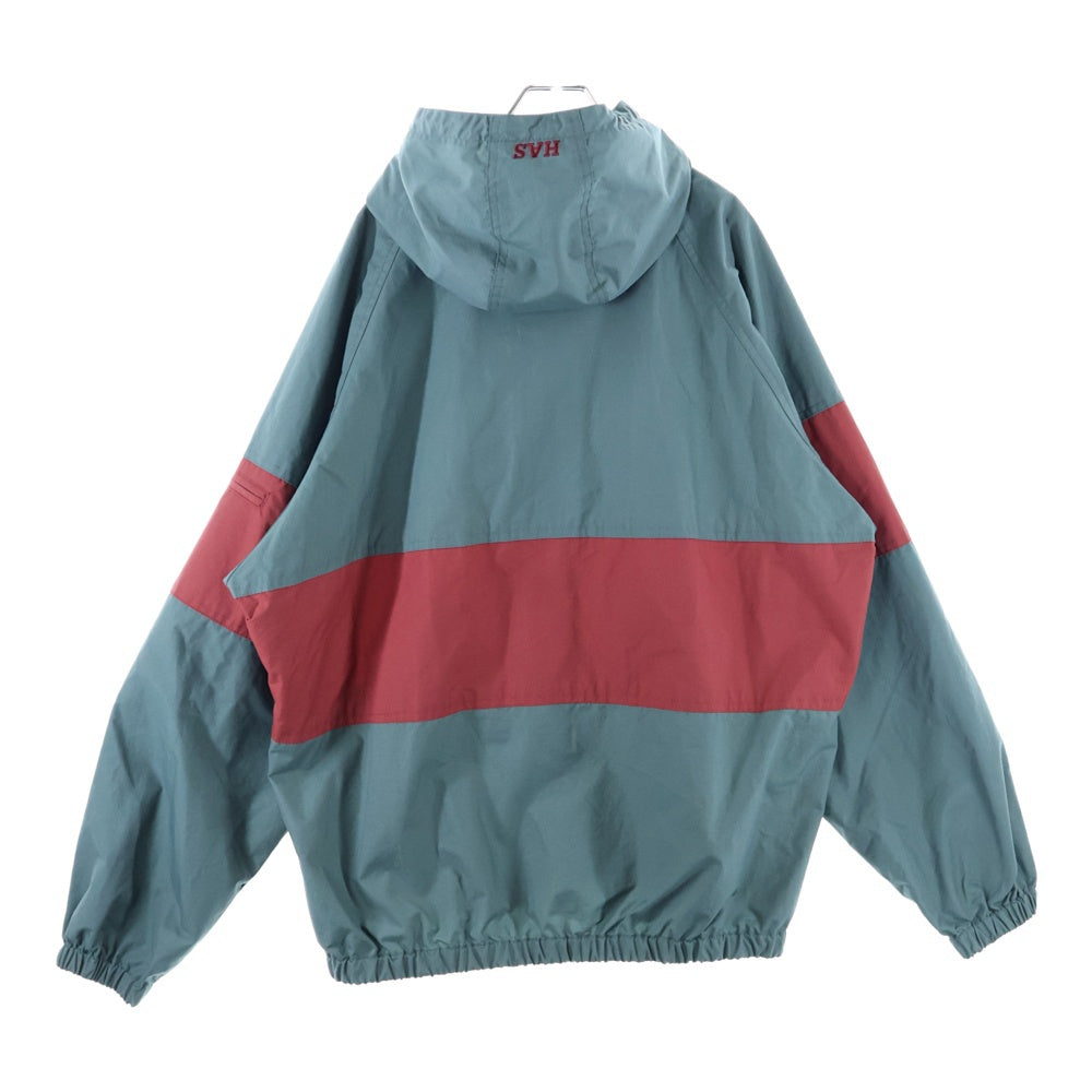 Hideandseek(ハイドアンドシーク) 23SS Nylon Zip Jacket ロゴ刺繍 バイカラーデザイン ナイロン ジップアップジャケット グレー/バーガンディ NJ-010123