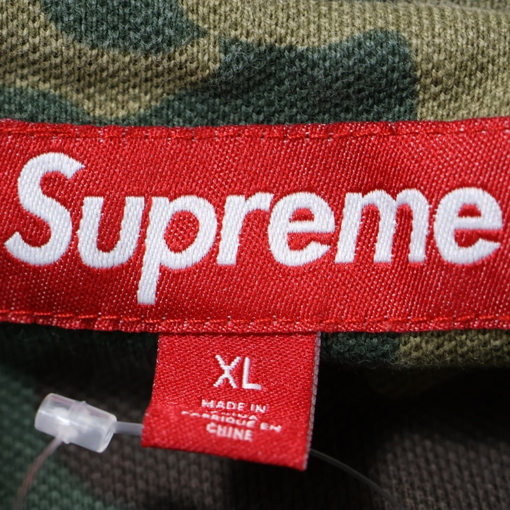 SUPREME(シュプリーム) 25SS Washed Camo Polo ロゴ刺繍 ウォッシュド カモ柄 半袖ポロシャツ カーキ/ブラウン