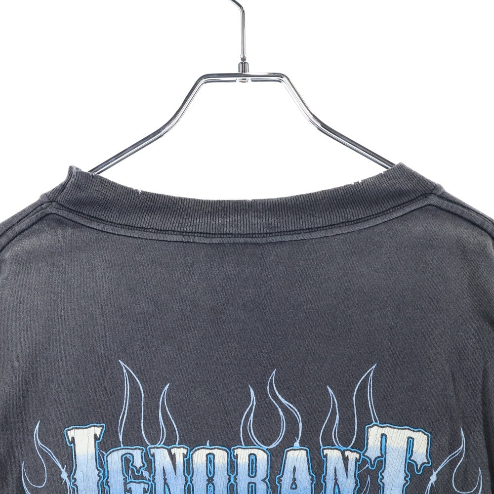 SAINT MICHAEL(セントマイケル) 24AW BTFL BASTARS LS TEE VINTAGE加工 両面アームプリント クルーネック 長袖Tシャツ カットソー チャコール SM-YS1-0000-013