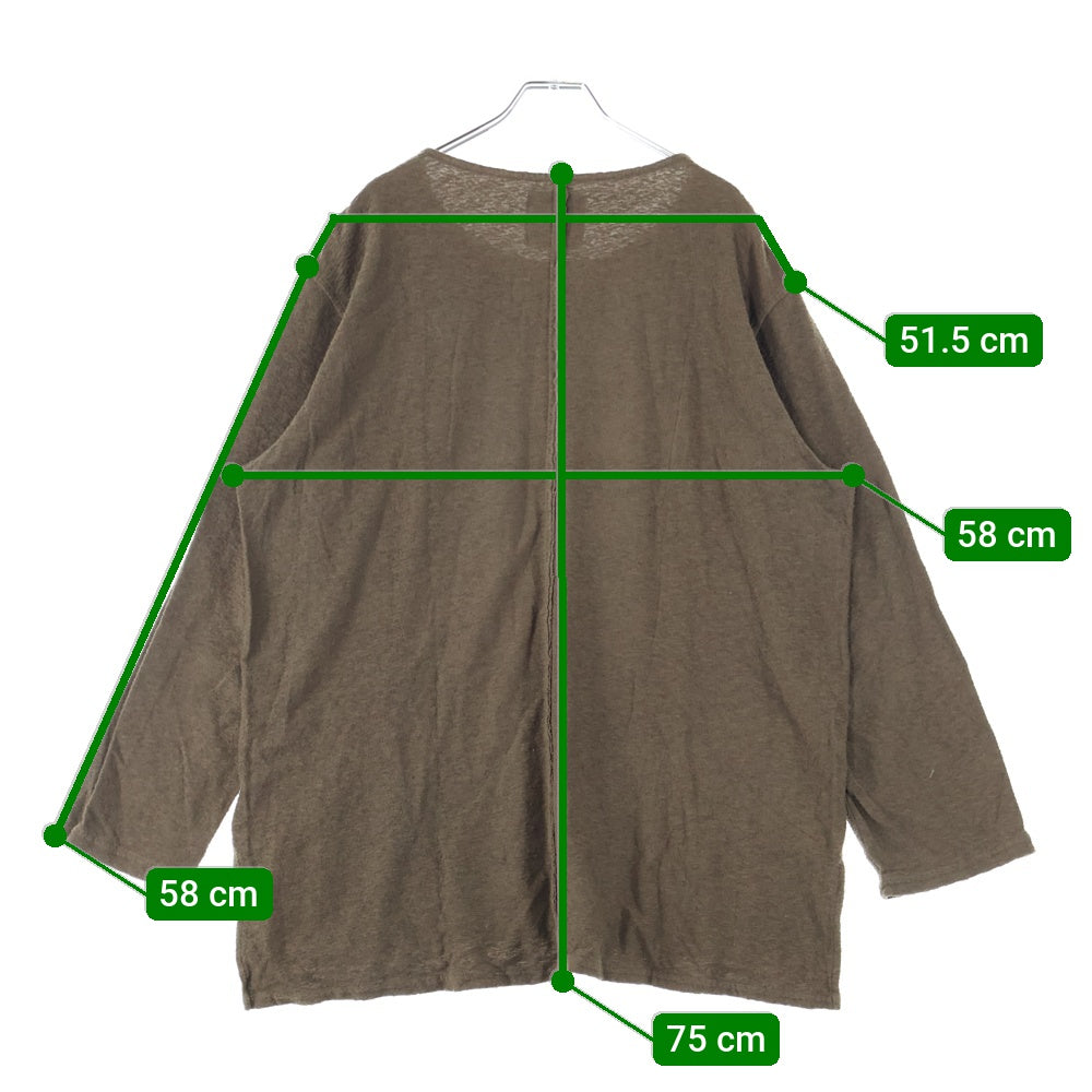 ISAMU KATAYAMA BACKLASH(イサムカタヤマバックラッシュ) 22SS COTTON RANDOM PILE CUT&SWEN LONG SLEEVE コットンランダムパイル ポケット クルーネック 長袖Tシャツ カットソー ブラウン 1899-05