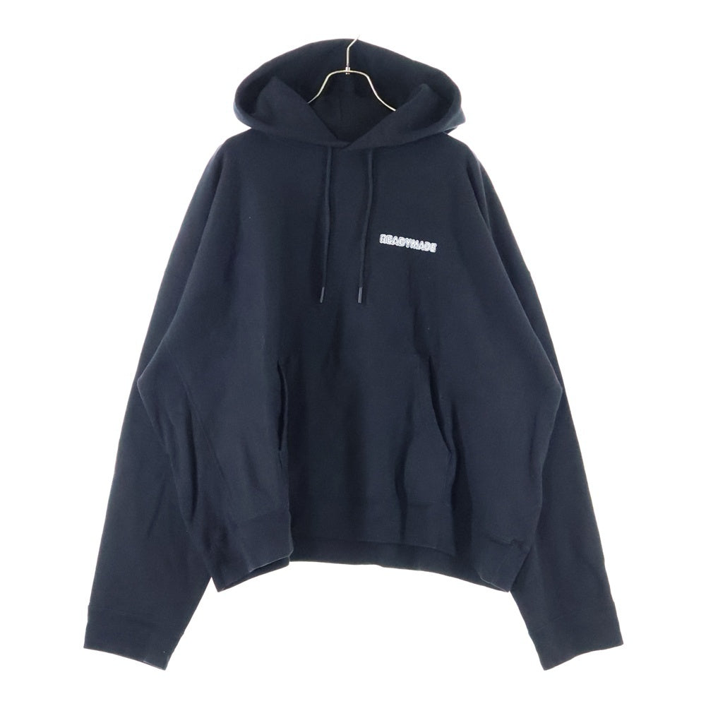 READY MADE(レディメイド) 24AW BIG HOODIE LOGO 刺繍ロゴ オーバーサイズ スウェット プルオーバーパーカー ブラック RE-CO-BK-00-00-285