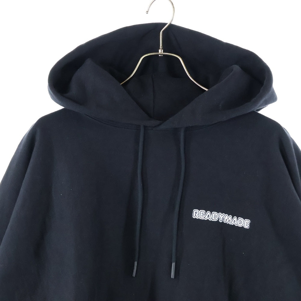 READY MADE(レディメイド) 24AW BIG HOODIE LOGO 刺繍ロゴ オーバーサイズ スウェット プルオーバーパーカー ブラック RE-CO-BK-00-00-285
