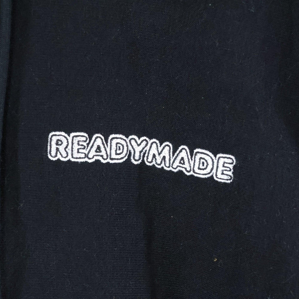 READY MADE(レディメイド) 24AW BIG HOODIE LOGO 刺繍ロゴ オーバーサイズ スウェット プルオーバーパーカー ブラック RE-CO-BK-00-00-285