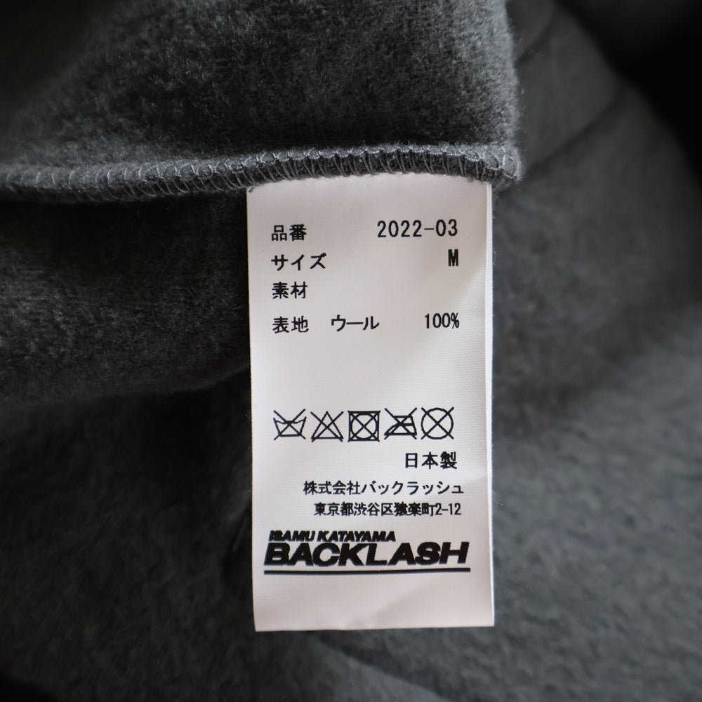 ISAMU KATAYAMA BACKLASH(イサムカタヤマバックラッシュ) ジップポケット ウール プルオーバーパーカー グレー 2022-03