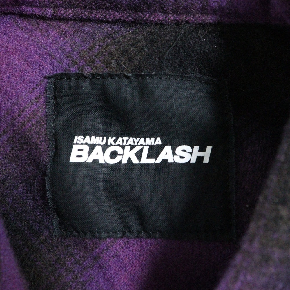 ISAMU KATAYAMA BACKLASH(イサムカタヤマバックラッシュ) ウールナイロン オンブレチェック 長袖シャツ パープル 2026-01