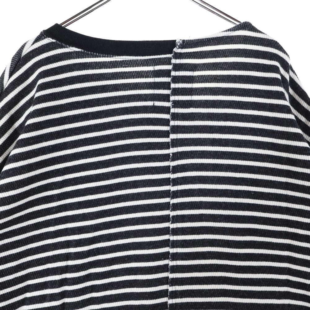 ISAMU KATAYAMA BACKLASH(イサムカタヤマバックラッシュ) OVERSIZED SWITCHING TOPS オーバーサイズ アシンメトリーボーダー 半袖Tシャツ カットソー ブラック/ホワイト 1945-02