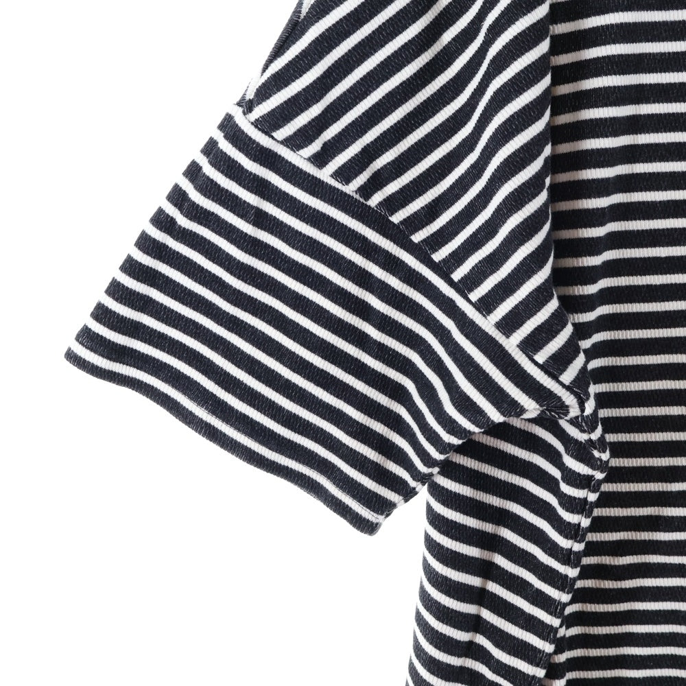 ISAMU KATAYAMA BACKLASH(イサムカタヤマバックラッシュ) OVERSIZED SWITCHING TOPS オーバーサイズ アシンメトリーボーダー 半袖Tシャツ カットソー ブラック/ホワイト 1945-02