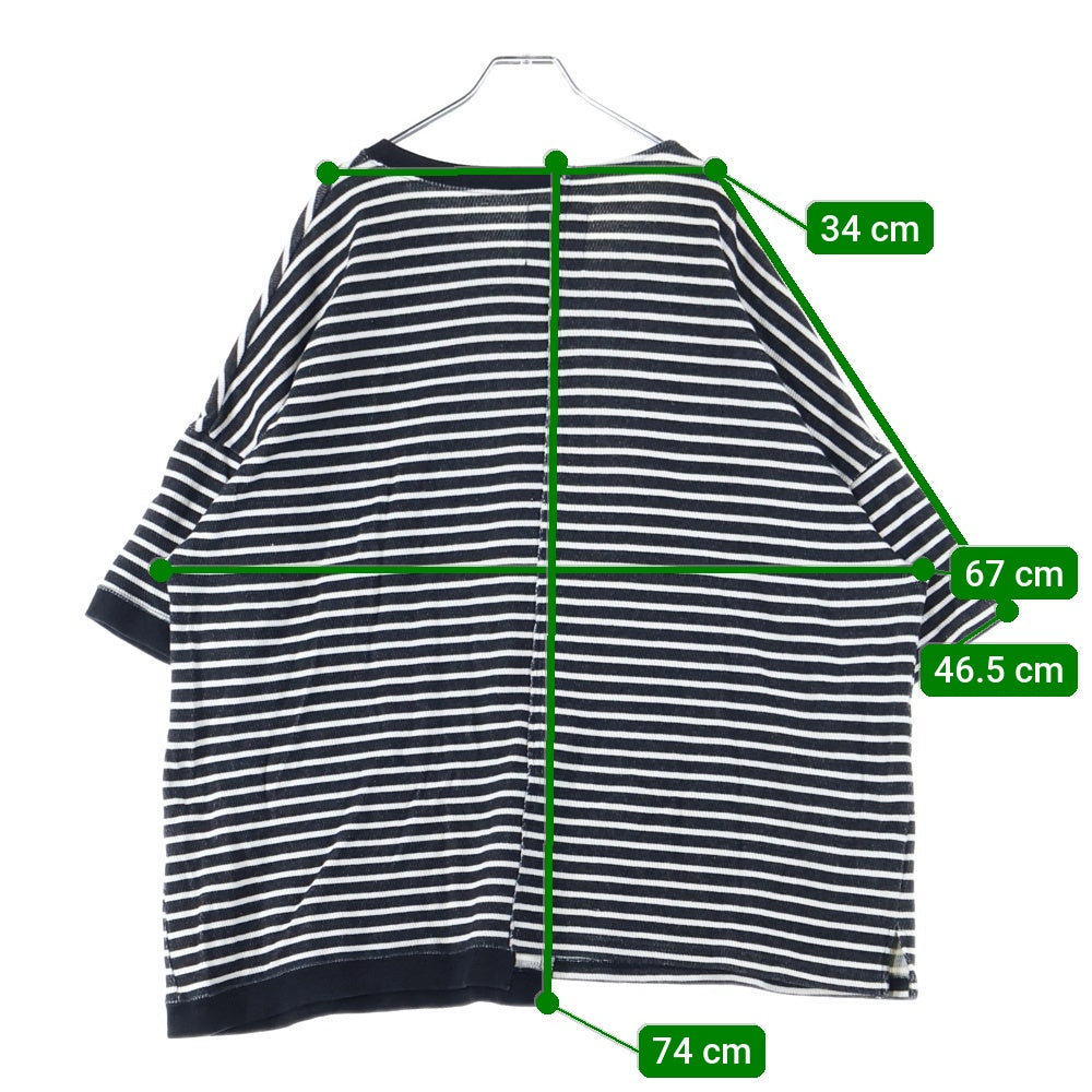 ISAMU KATAYAMA BACKLASH(イサムカタヤマバックラッシュ) OVERSIZED SWITCHING TOPS オーバーサイズ アシンメトリーボーダー 半袖Tシャツ カットソー ブラック/ホワイト 1945-02