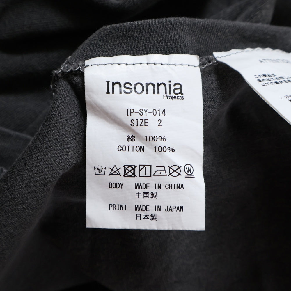 insonnia(インソニア) SONIC YOUTH WASHING MACHINE TEE ソニックユース VINTAGE加工 両面プリント クルーネック 半袖Tシャツ カットソー チャコール IP-SY-014