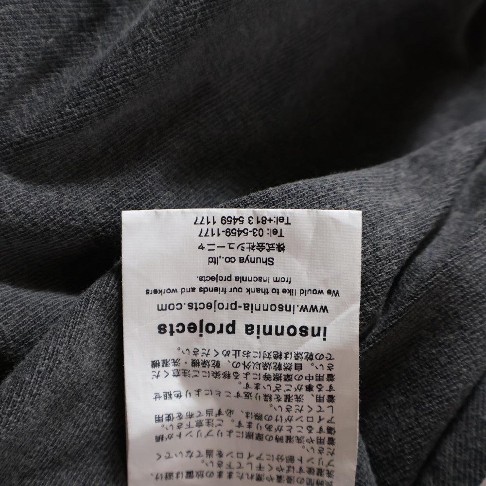 insonnia(インソニア) SONIC YOUTH WASHING MACHINE TEE ソニックユース VINTAGE加工 両面プリント クルーネック 半袖Tシャツ カットソー チャコール IP-SY-014
