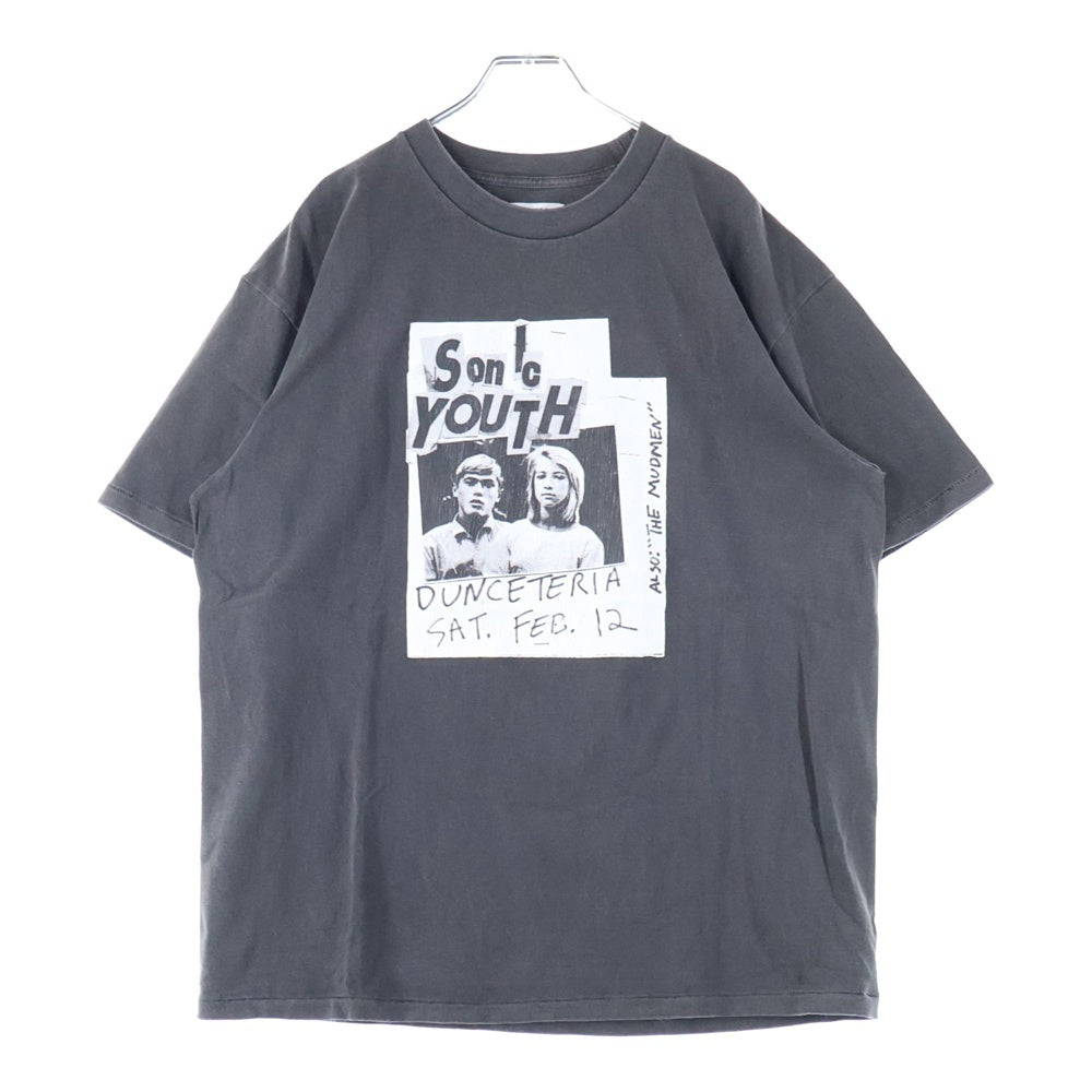 insonnia(インソニア) SONIC YOUTH DUNCETERIA TEE ソニックユース VINTAGE加工 フロントプリント クルーネック 半袖Tシャツ カットソー チャコール IP-SY-008
