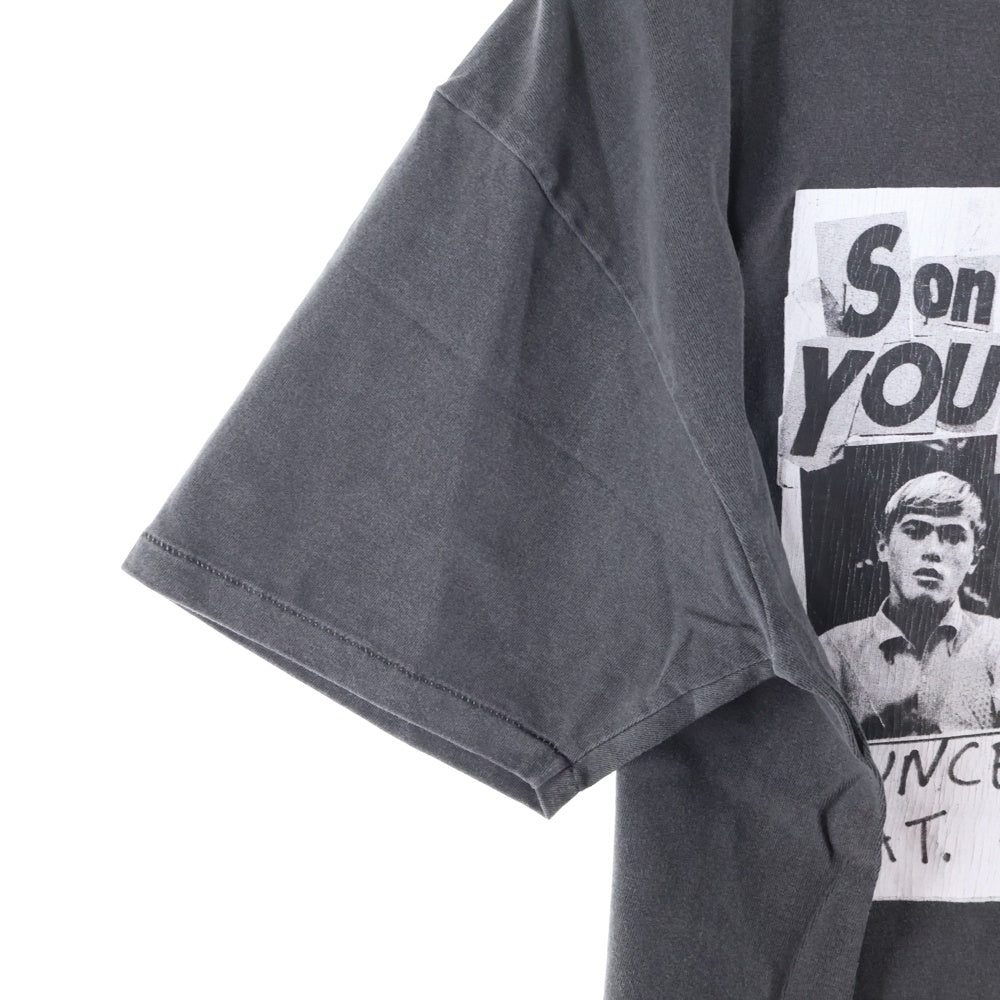 insonnia(インソニア) SONIC YOUTH DUNCETERIA TEE ソニックユース VINTAGE加工 フロントプリント クルーネック 半袖Tシャツ カットソー チャコール IP-SY-008