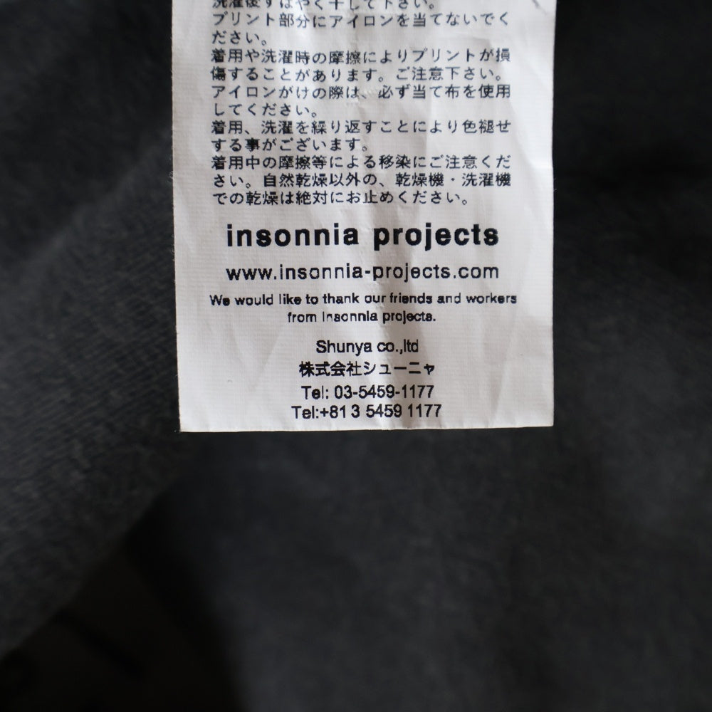 insonnia(インソニア) SONIC YOUTH DUNCETERIA TEE ソニックユース VINTAGE加工 フロントプリント クルーネック 半袖Tシャツ カットソー チャコール IP-SY-008