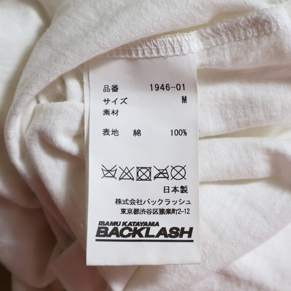 ISAMU KATAYAMA BACKLASH(イサムカタヤマバックラッシュ) Photo by commyu スプレープリント加工 クルーネック 半袖Tシャツ カットソー ホワイト 1946-01