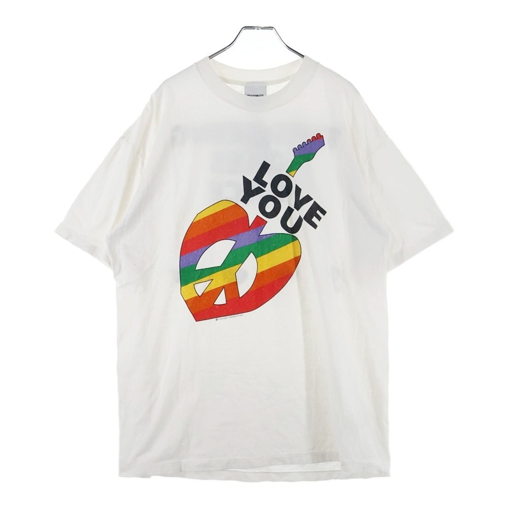 READY MADE(レディメイド) 24AW SS T-SHIRT PEACE ピース 両面プリント クルーネック 半袖Tシャツ カットソー ホワイト RE-CO-WH-00-00-274
