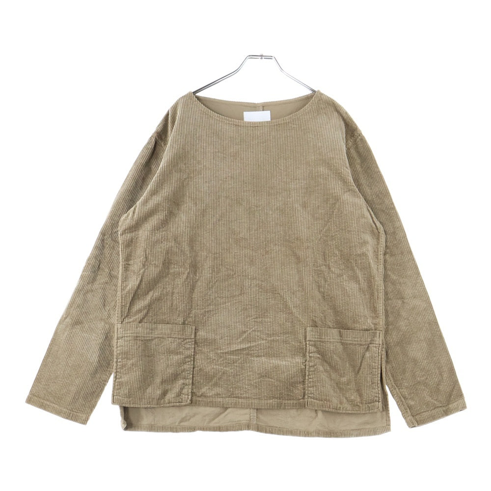 ISAMU KATAYAMA BACKLASH(イサムカタヤマバックラッシュ) STRETCH CORDUROY GARENT-DYED PULLOVER ストレッチコーデュロイ ガーメントダイ プルオーバー 長袖カットソー ブラウン 2028-02