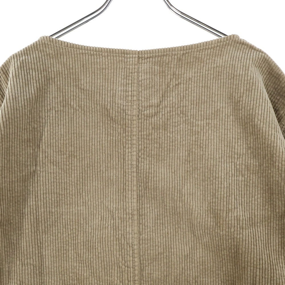 ISAMU KATAYAMA BACKLASH(イサムカタヤマバックラッシュ) STRETCH CORDUROY GARENT-DYED PULLOVER ストレッチコーデュロイ ガーメントダイ プルオーバー 長袖カットソー ブラウン 2028-02