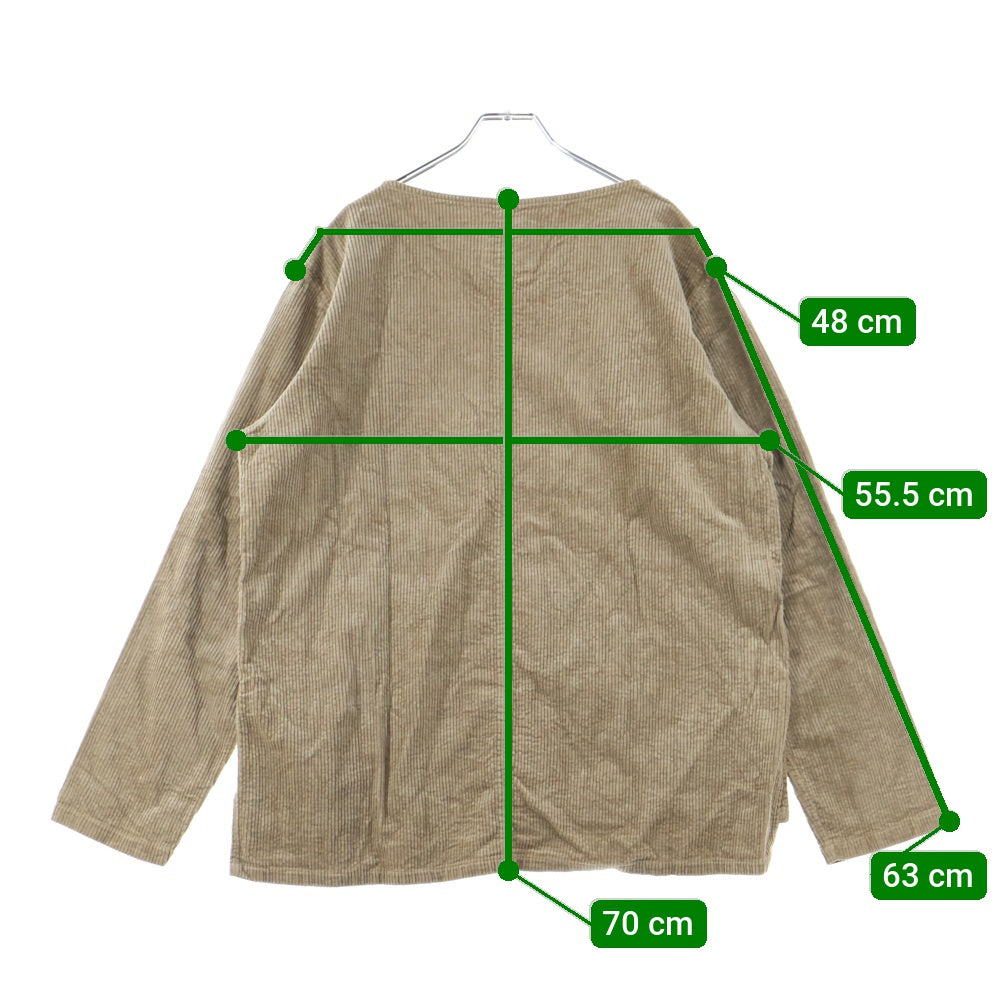 ISAMU KATAYAMA BACKLASH(イサムカタヤマバックラッシュ) STRETCH CORDUROY GARENT-DYED PULLOVER ストレッチコーデュロイ ガーメントダイ プルオーバー 長袖カットソー ブラウン 2028-02