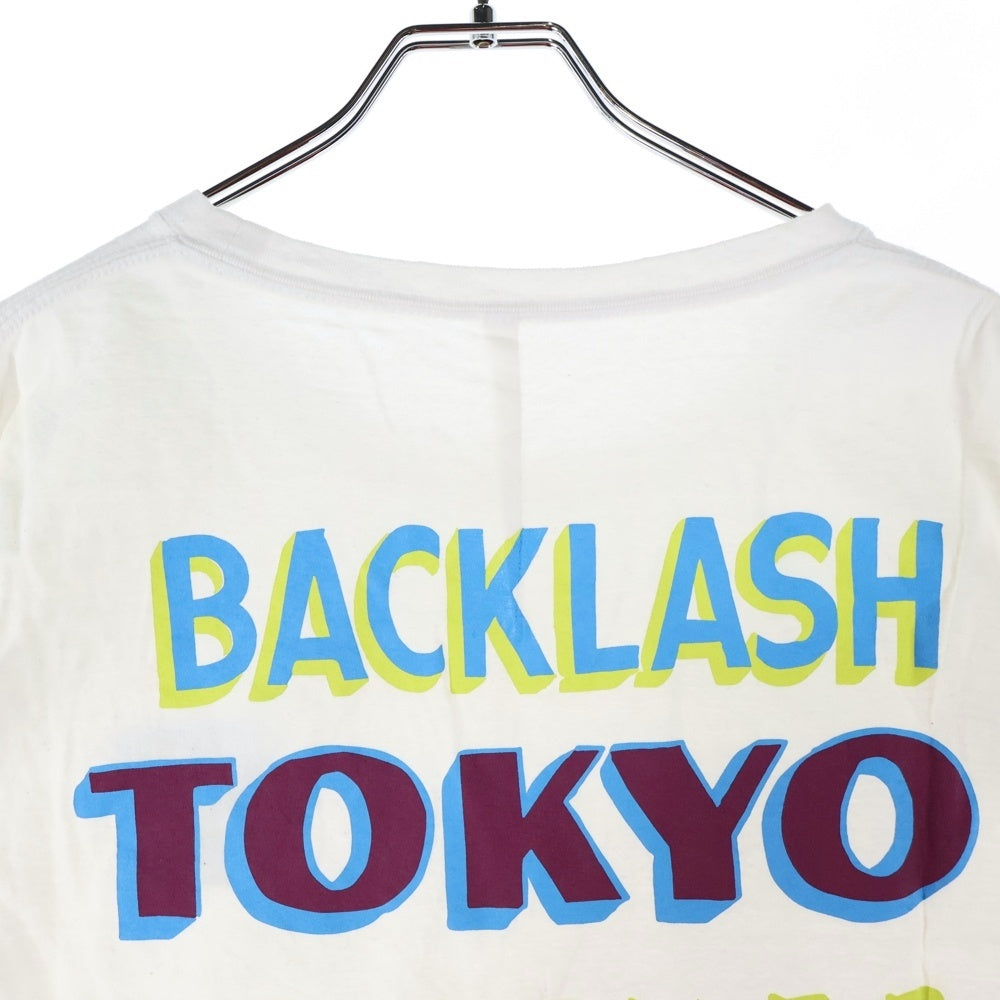 ISAMU KATAYAMA BACKLASH(イサムカタヤマバックラッシュ) KLEVAY PAPER SIGNS 両面プリント クルーネック 半袖Tシャツ カットソー ホワイト 1996-01