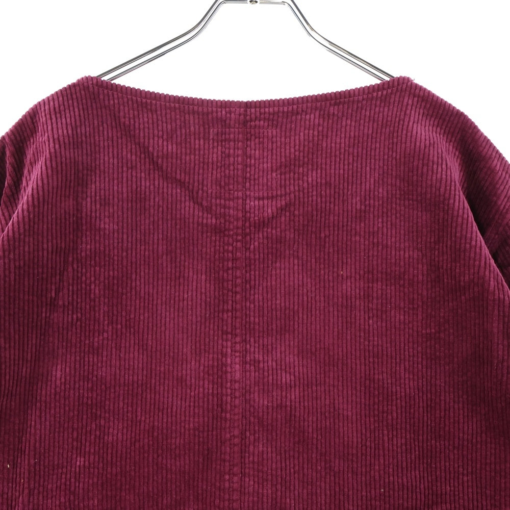 ISAMU KATAYAMA BACKLASH(イサムカタヤマバックラッシュ) STRETCH CORDUROY GARENT-DYED PULLOVER ストレッチコーデュロイ ガーメントダイ プルオーバー 長袖カットソー バーガンディ 2028-02