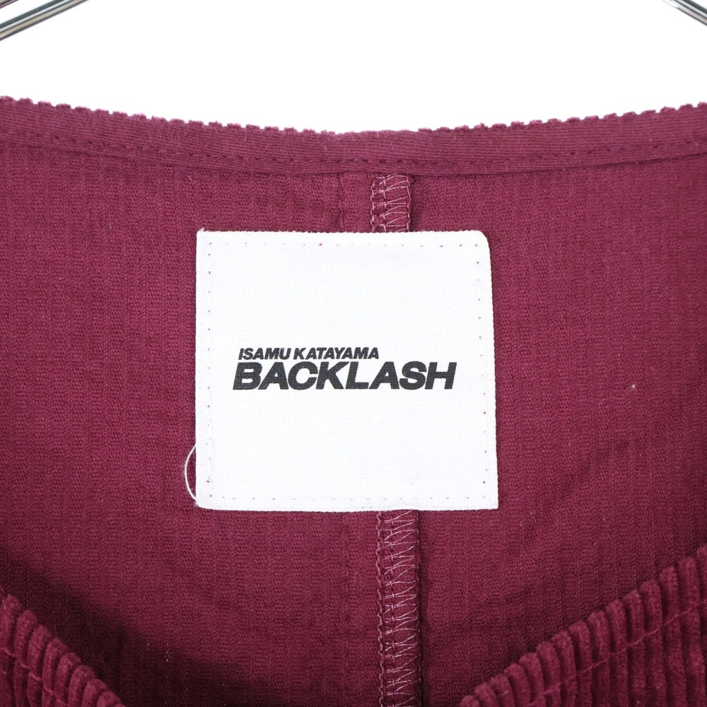 ISAMU KATAYAMA BACKLASH(イサムカタヤマバックラッシュ) STRETCH CORDUROY GARENT-DYED PULLOVER ストレッチコーデュロイ ガーメントダイ プルオーバー 長袖カットソー バーガンディ 2028-02