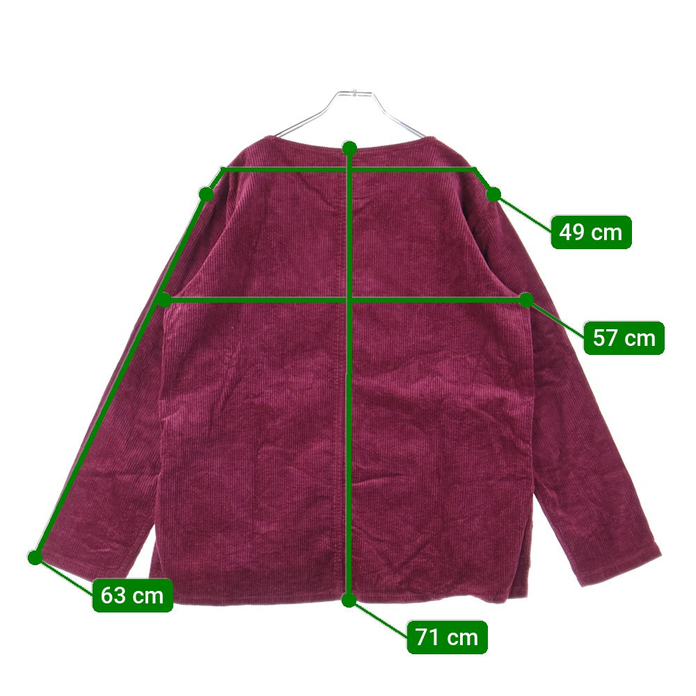 ISAMU KATAYAMA BACKLASH(イサムカタヤマバックラッシュ) STRETCH CORDUROY GARENT-DYED PULLOVER ストレッチコーデュロイ ガーメントダイ プルオーバー 長袖カットソー バーガンディ 2028-02