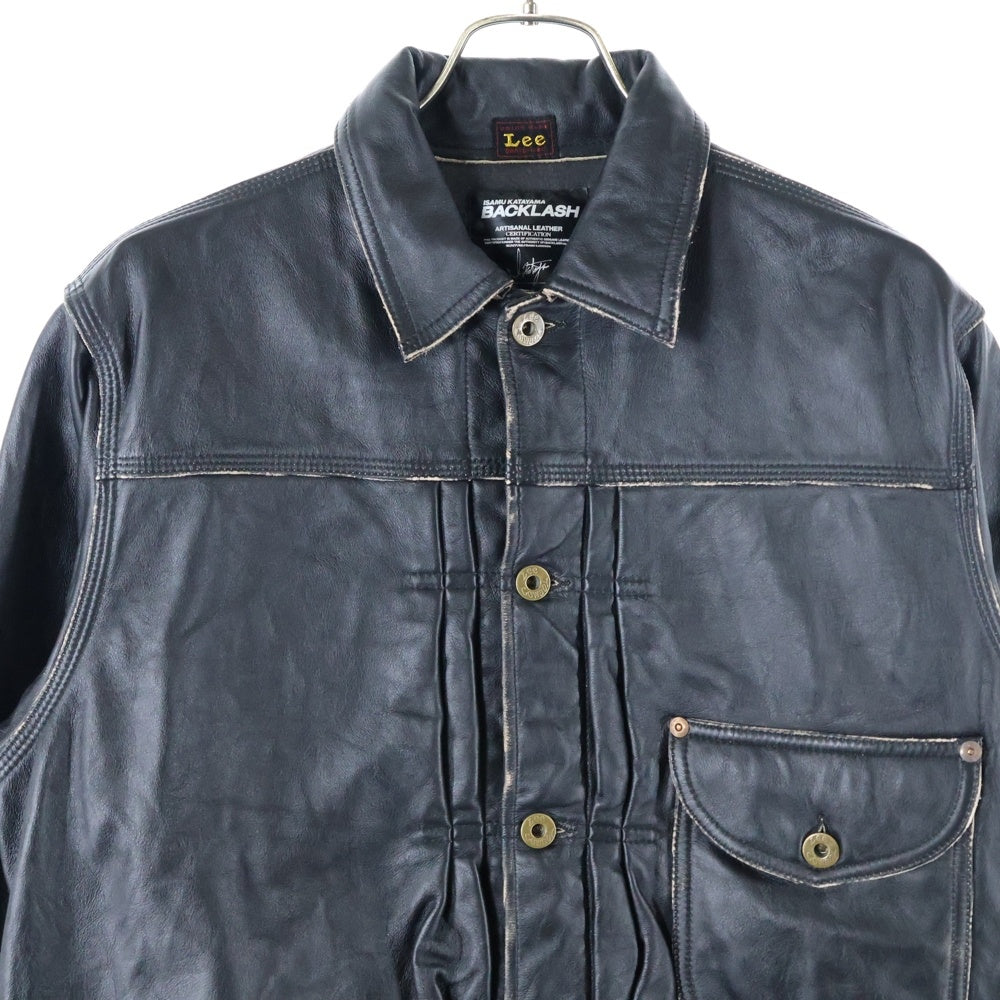 ISAMU KATAYAMA BACKLASH(イサムカタヤマバックラッシュ) ×LEE COWBOY JACKET リー カウレザー カウボーイジャケット ブラック LB0601