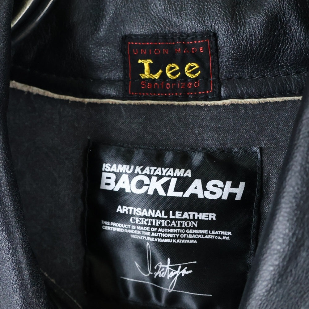 ISAMU KATAYAMA BACKLASH(イサムカタヤマバックラッシュ) ×LEE COWBOY JACKET リー カウレザー カウボーイジャケット ブラック LB0601