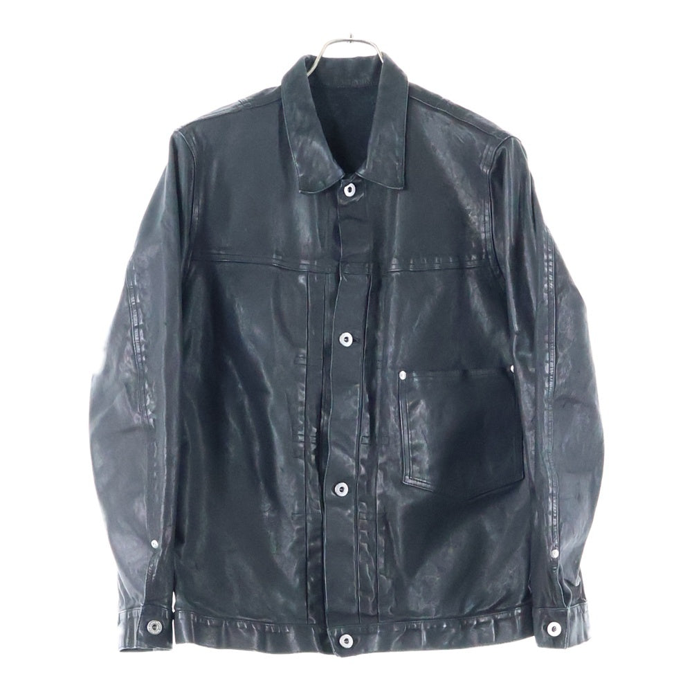 ISAMU KATAYAMA BACKLASH(イサムカタヤマバックラッシュ) TRUCKER BLOUSON GARMENT DYED ホースレザー ガーメントダイ トラッカーブルゾン ジャケット ブラック 2037-02