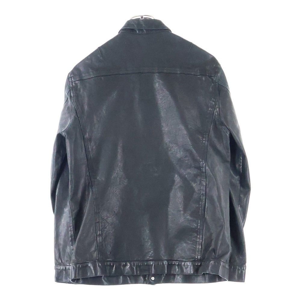 ISAMU KATAYAMA BACKLASH(イサムカタヤマバックラッシュ) TRUCKER BLOUSON GARMENT DYED ホースレザー ガーメントダイ トラッカーブルゾン ジャケット ブラック 2037-02
