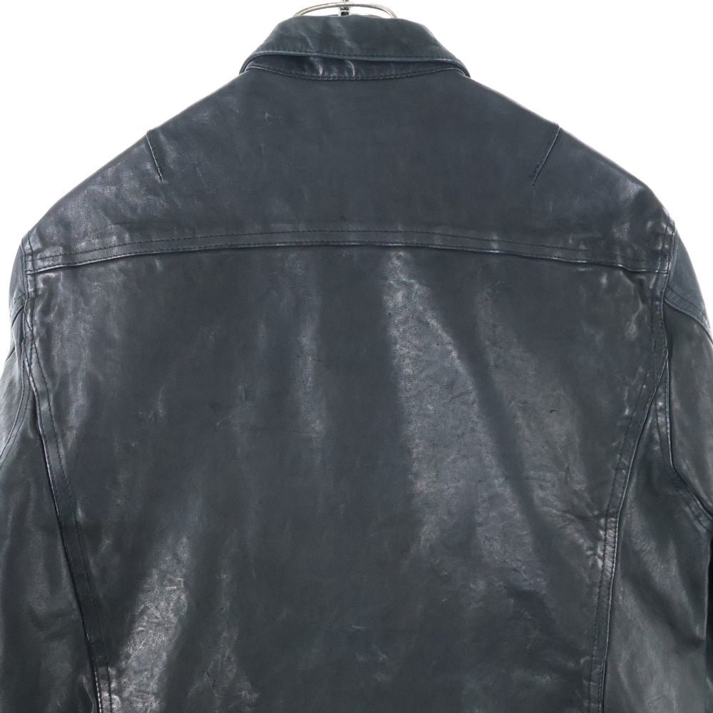 ISAMU KATAYAMA BACKLASH(イサムカタヤマバックラッシュ) TRUCKER BLOUSON GARMENT DYED ホースレザー ガーメントダイ トラッカーブルゾン ジャケット ブラック 2037-02