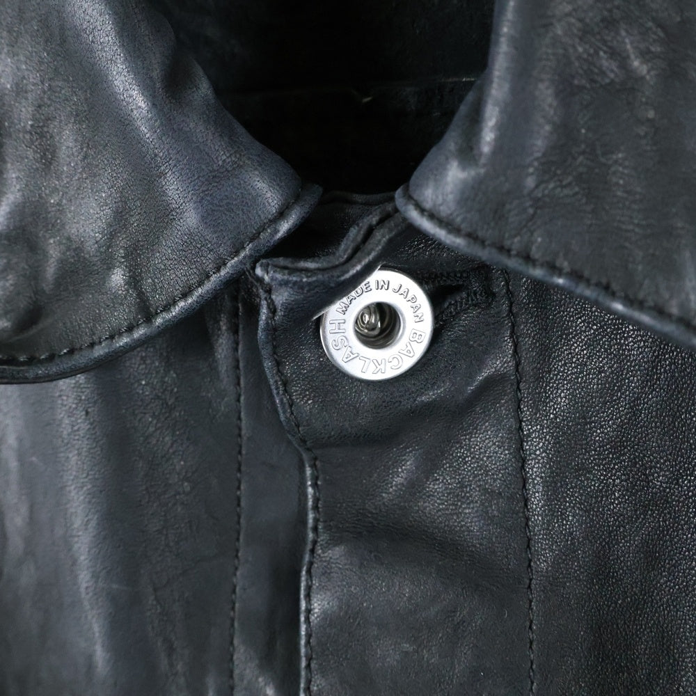 ISAMU KATAYAMA BACKLASH(イサムカタヤマバックラッシュ) TRUCKER BLOUSON GARMENT DYED ホースレザー ガーメントダイ トラッカーブルゾン ジャケット ブラック 2037-02