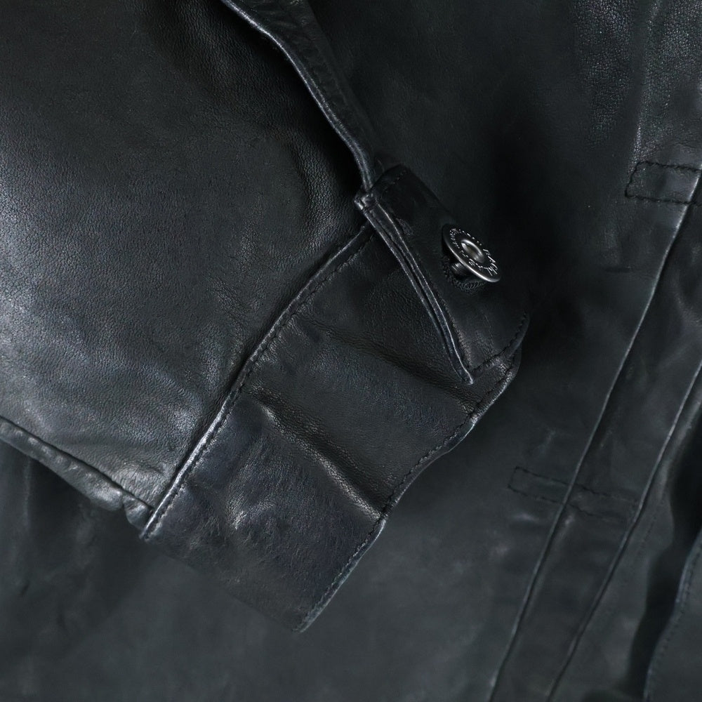 ISAMU KATAYAMA BACKLASH(イサムカタヤマバックラッシュ) TRUCKER BLOUSON GARMENT DYED ホースレザー ガーメントダイ トラッカーブルゾン ジャケット ブラック 2037-02