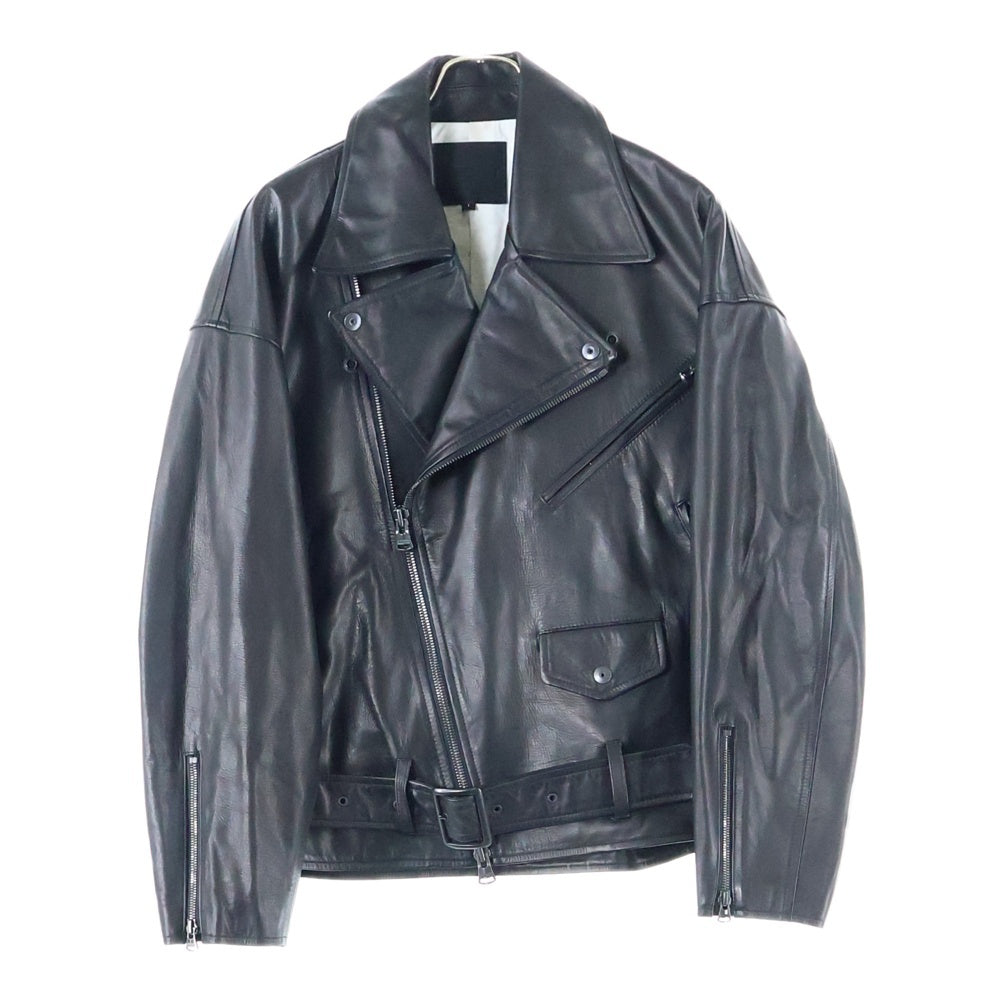ISAMU KATAYAMA BACKLASH(イサムカタヤマバックラッシュ) MONOCHROME LUXURY STEER DOUBLE RIDERS モノクロームラグジュアリー カウレザー ダブルライダースジャケットブラック 2078-06