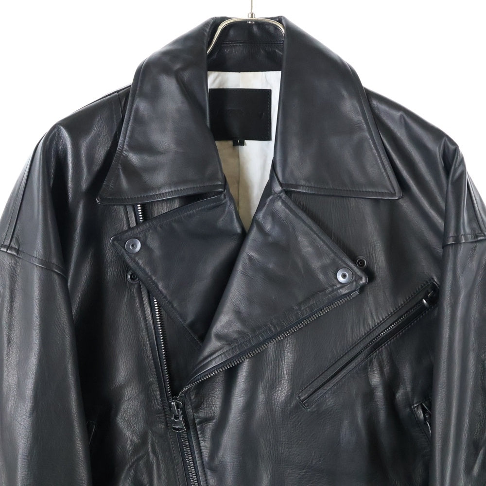 ISAMU KATAYAMA BACKLASH(イサムカタヤマバックラッシュ) MONOCHROME LUXURY STEER DOUBLE RIDERS モノクロームラグジュアリー カウレザー ダブルライダースジャケットブラック 2078-06