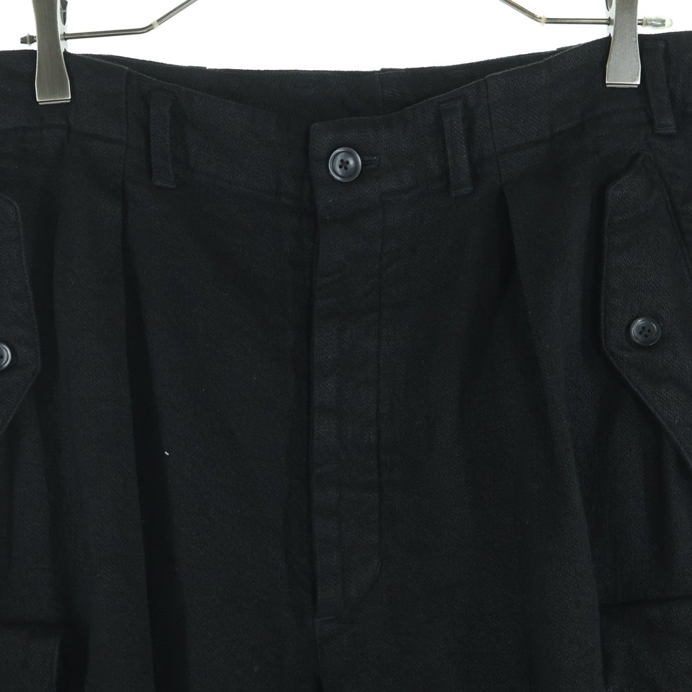 ISAMU KATAYAMA BACKLASH(イサムカタヤマバックラッシュ) WOOL LINEN GARMENT NATURAL DYED CARGO PANTS 天然草木染 リネンウール カーゴパンツ ブラック 2020-01