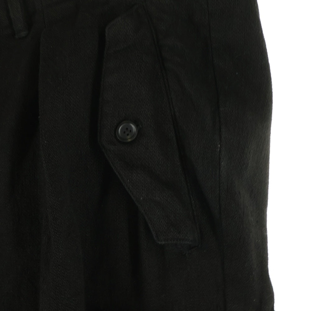 ISAMU KATAYAMA BACKLASH(イサムカタヤマバックラッシュ) WOOL LINEN GARMENT NATURAL DYED CARGO PANTS 天然草木染 リネンウール カーゴパンツ ブラック 2020-01