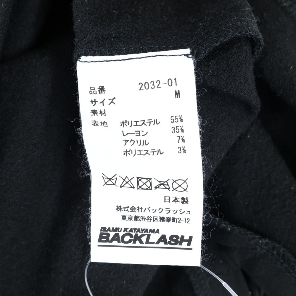 ISAMU KATAYAMA BACKLASH(イサムカタヤマバックラッシュ) THERMO CUT&SEWN / SQUARE CUT バックロックステッチ ストレッチポケット 長袖Tシャツ ブラック 2032-01