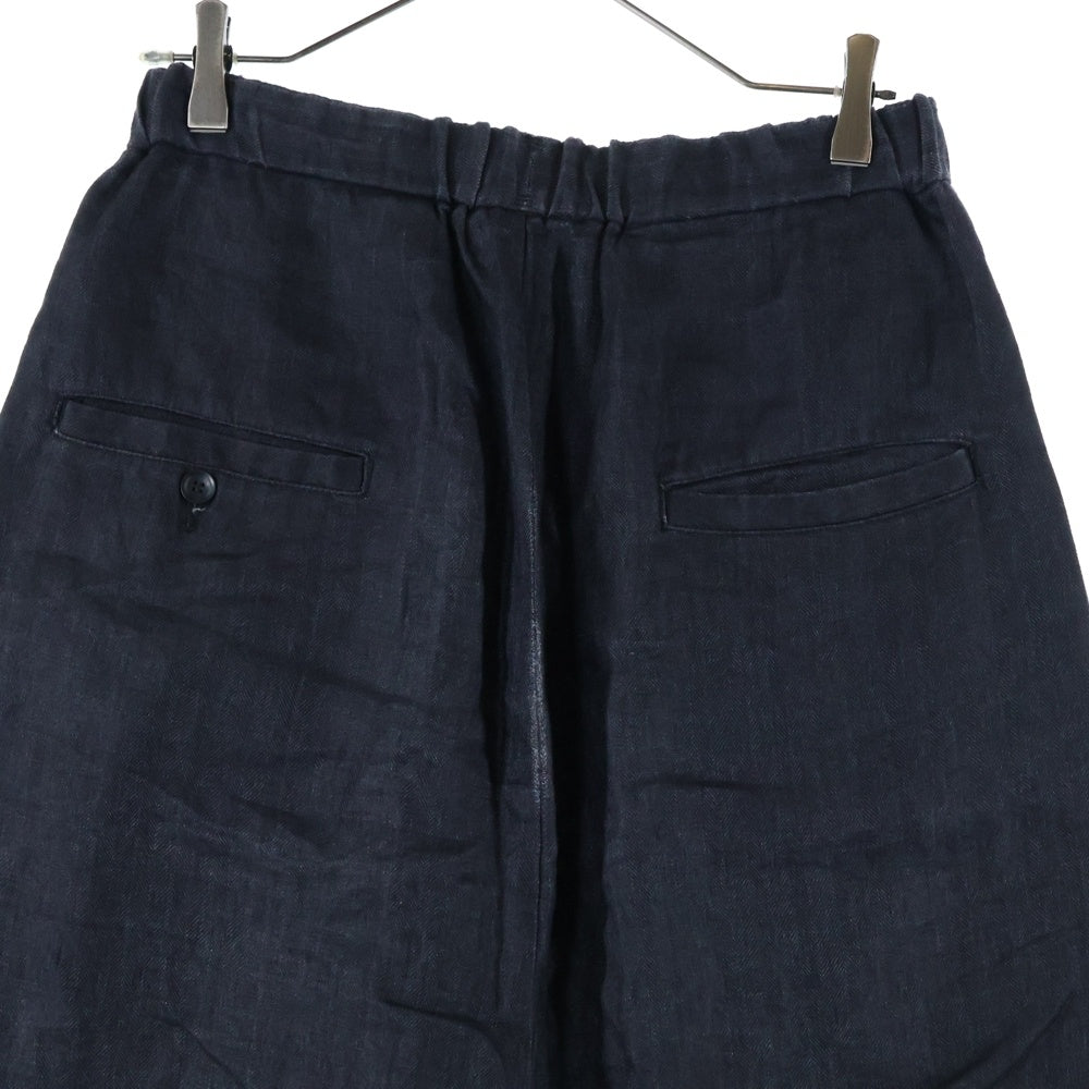 ISAMU KATAYAMA BACKLASH(イサムカタヤマバックラッシュ) へリンボンリネン サルエルイージーパンツ ブラック 1995-02